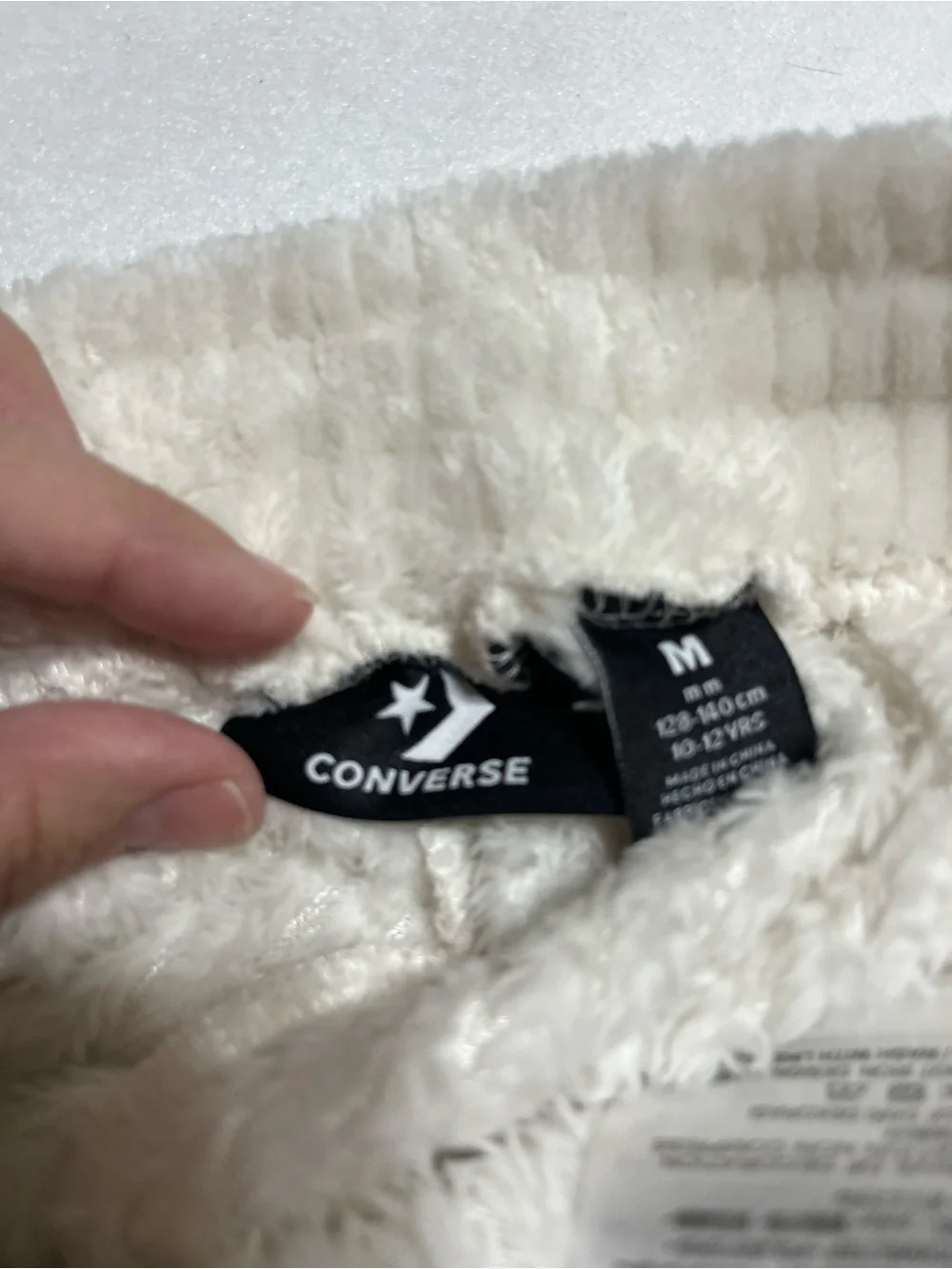 Converse Off-White Ribbed Plush Lounge Pants with Blue Logo